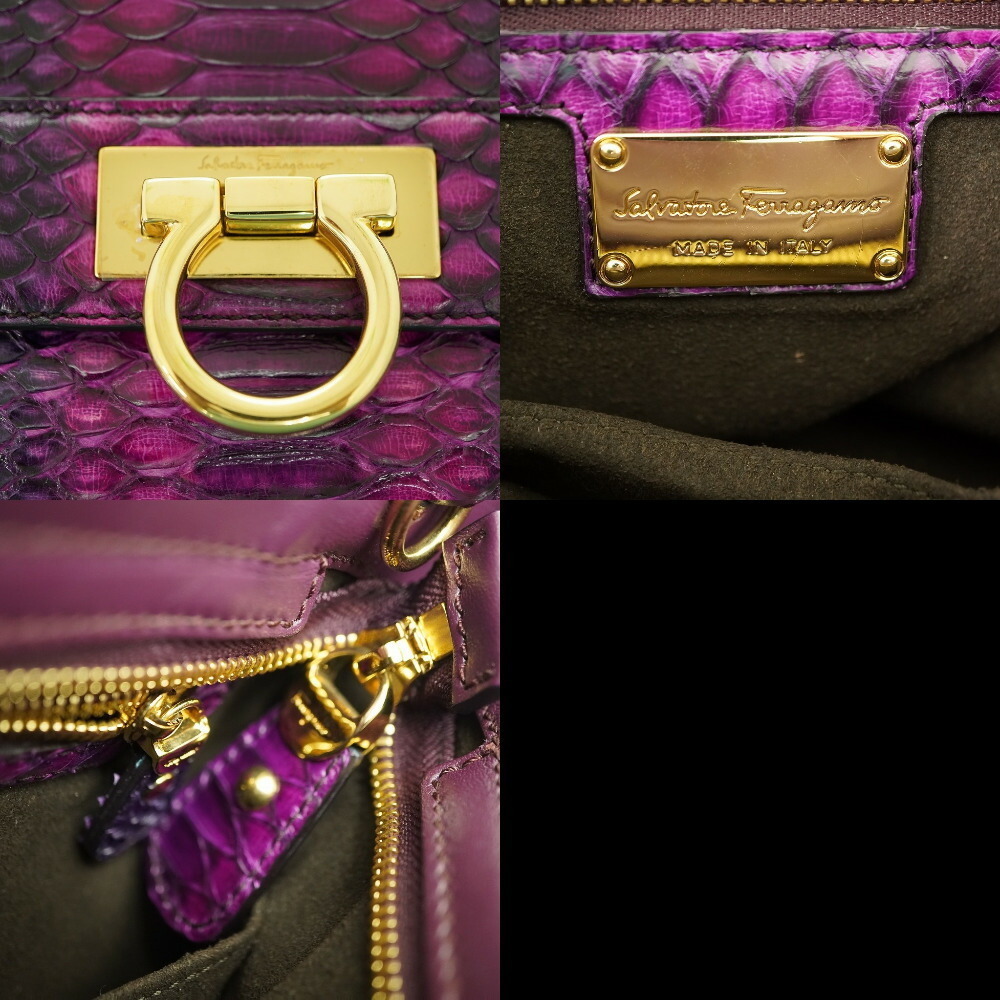 Ferragamo Python Shoulder Handbag Purple With Str… - image 6